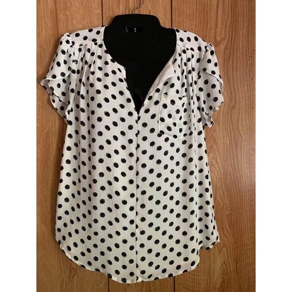 41 Hawthorne polka dot top size small short sleeve - Picture 2 of 12